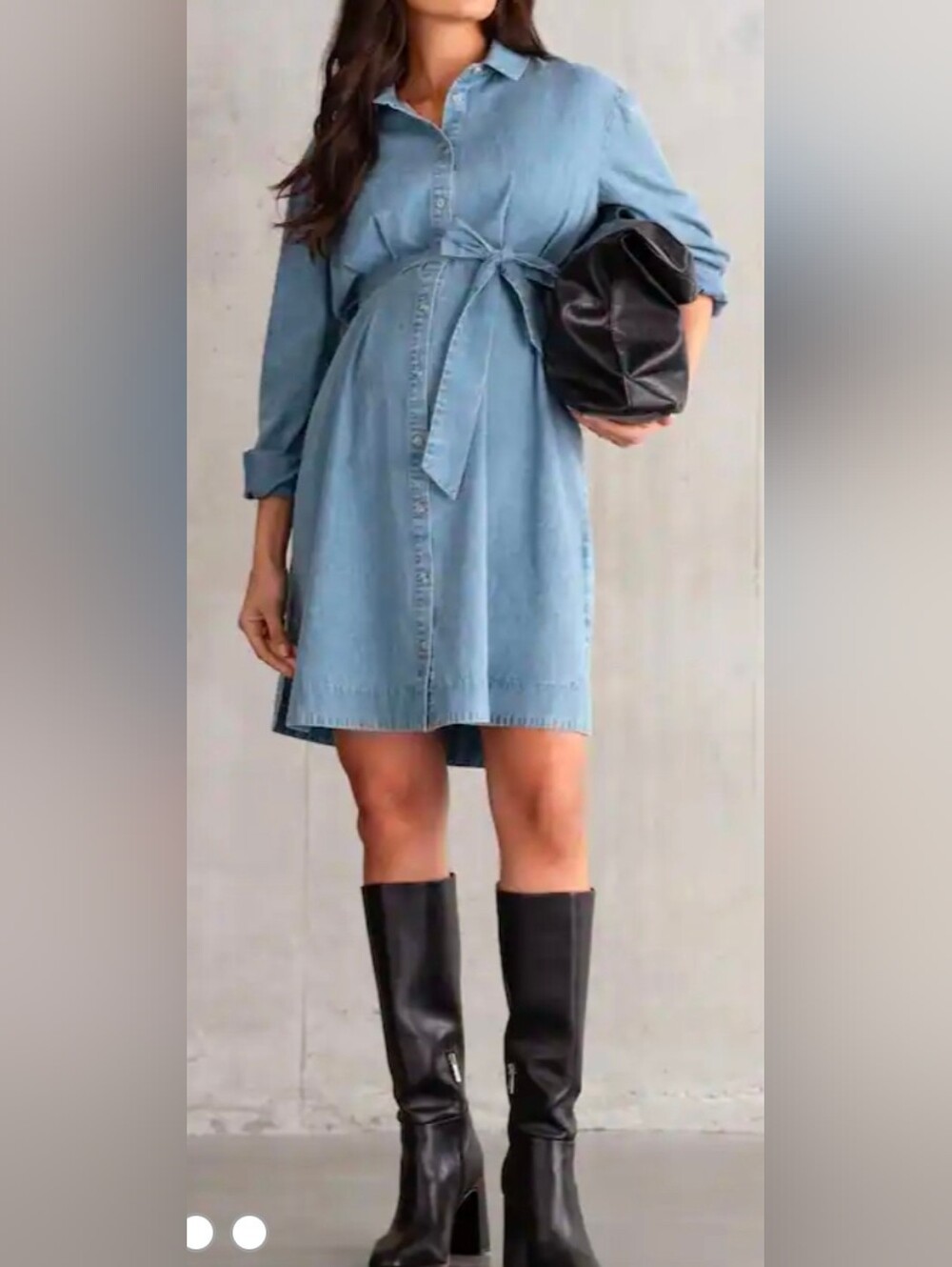 NWT Seraphine Blue Denim Maternity & Nursing Chambray Shirt Dress Size Women's 8